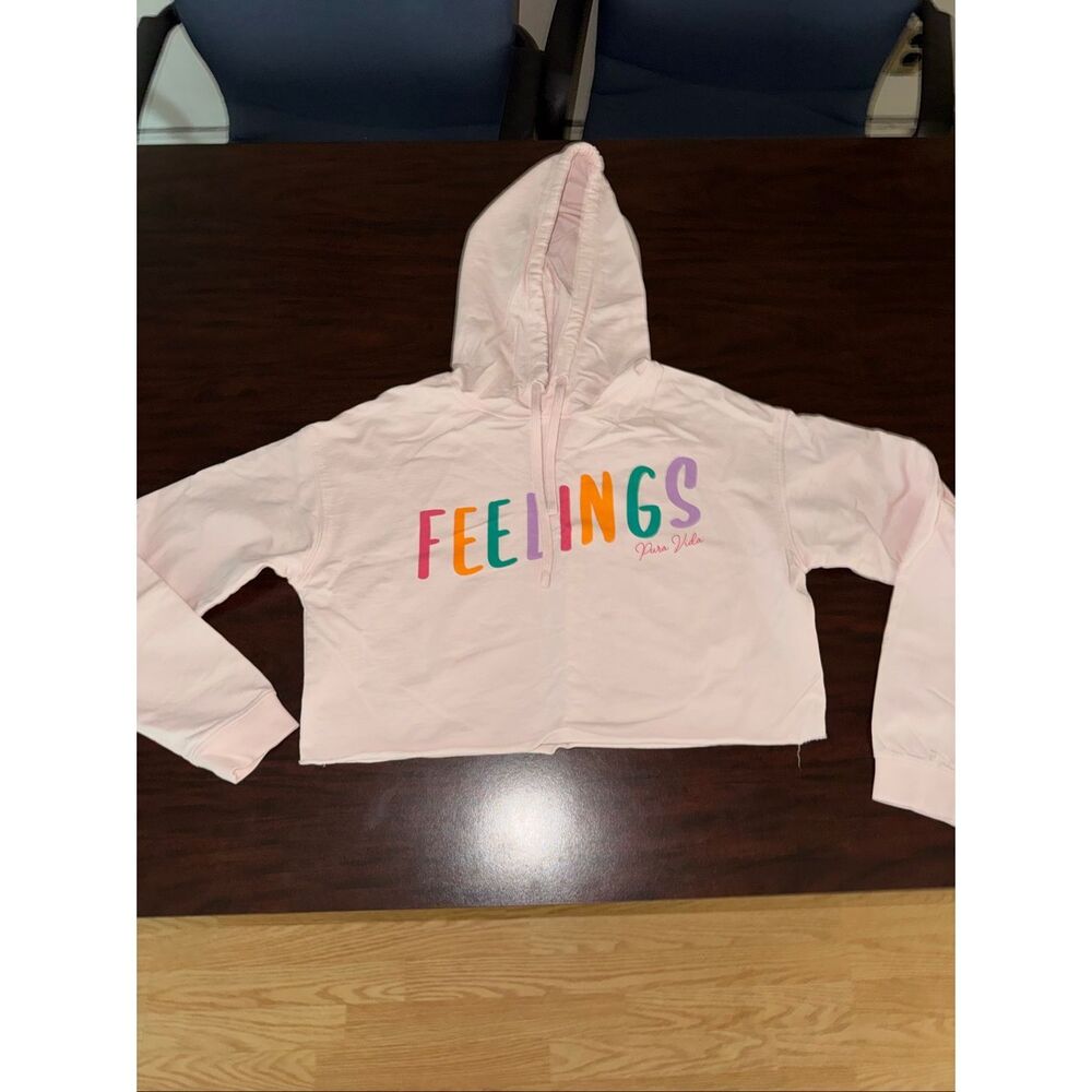Pura Vida Light Pink Cropped Graphic Hoodie Size Small